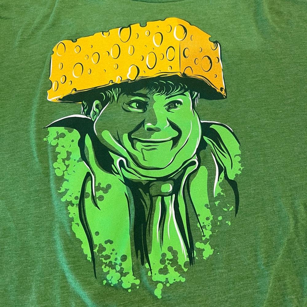 Green Men’s T-Shirt Chive Tees Chris Farley Cheesehead XL - Picture 2 of 3